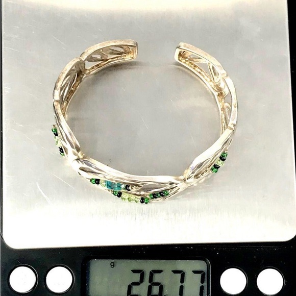 Silpada B2182 Cuff Bracelet, Garden Party, Sterling Silver, Turquoise  & bead - Picture 3 of 7